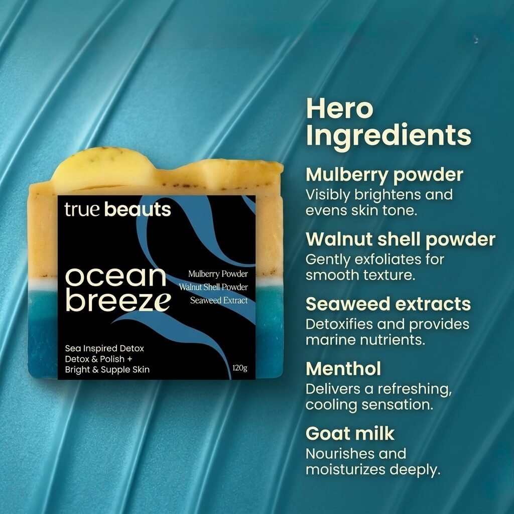 Ocean Breeze – Mulberry Seaweed Menthol Refreshing Exfoliating Spa Soap - Image 6