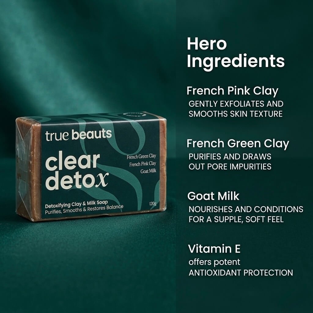 Clear Detox - Clarifying French Green- Pink & Clay Milk Soap 120g - Image 5