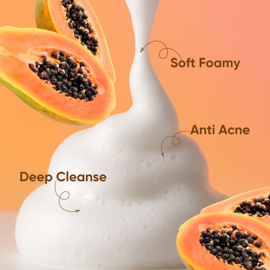 AHA BHA Foaming Face Wash – 1% Salicylic + 2% Glycolic Acid & Papaya Extract - Image 3