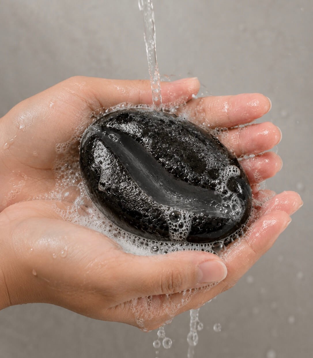 coffee soap in use