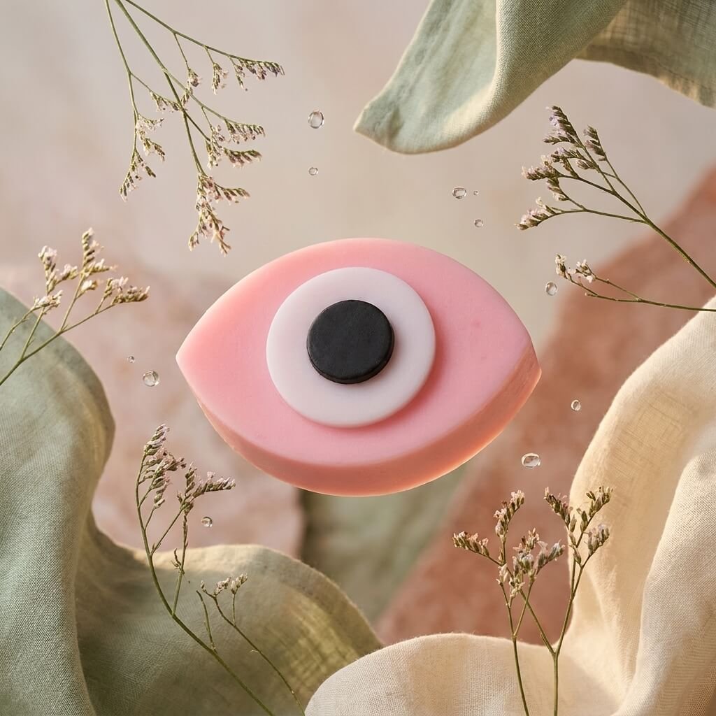 Aura Cleanse Bar – Evil Eye Artisan Soap | Pink Salt & Vitamin E 130g - Image 4