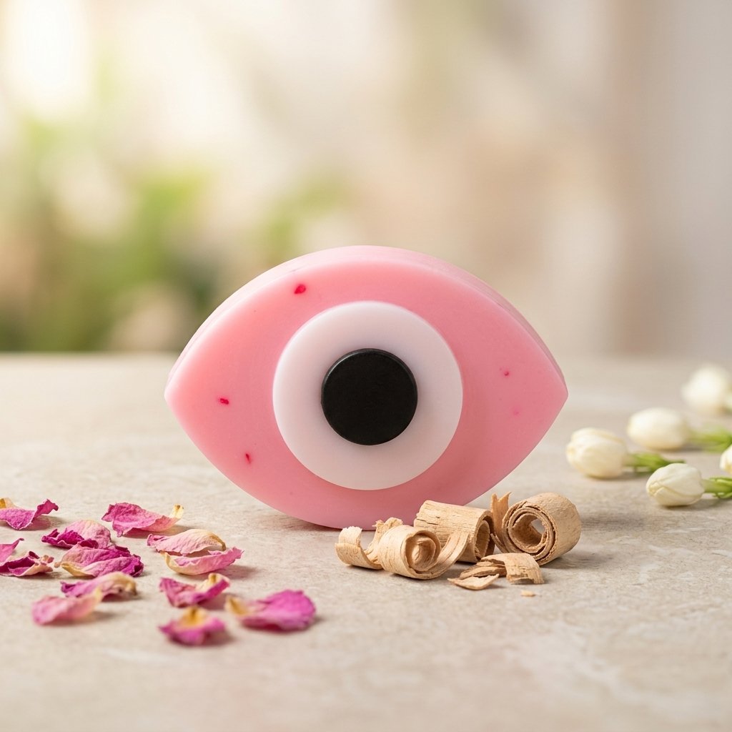 Aura Cleanse Bar – Evil Eye Artisan Soap | Pink Salt & Vitamin E 130g - Image 2