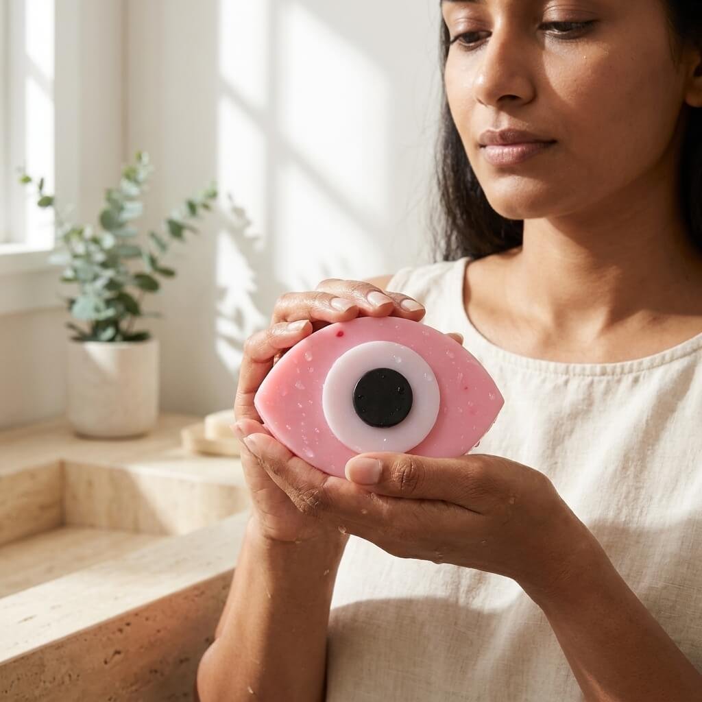 Aura Cleanse Bar – Evil Eye Artisan Soap | Pink Salt & Vitamin E 130g - Image 8